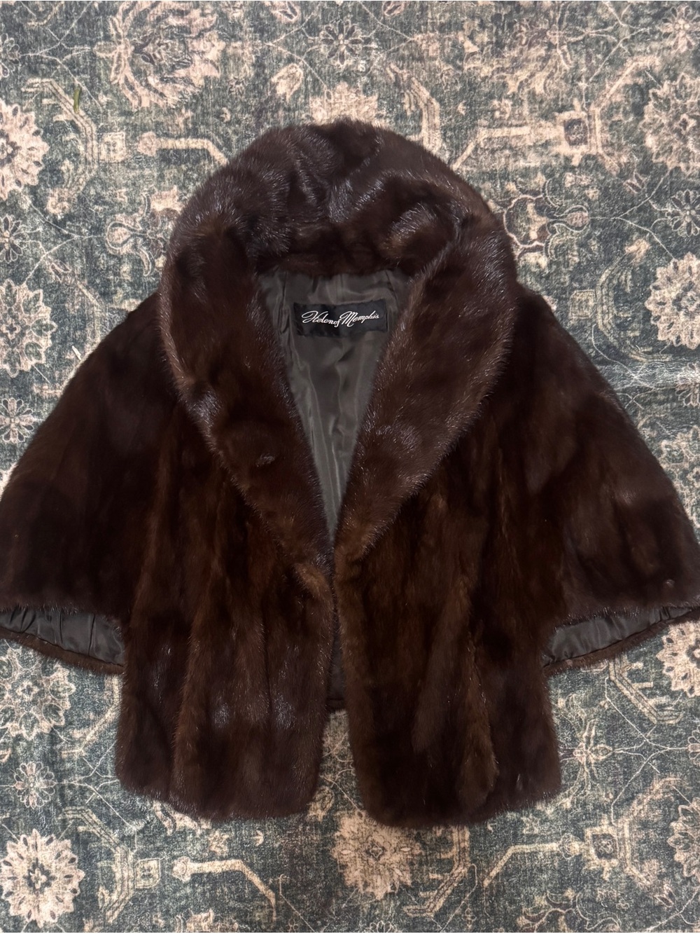 Real Vintage Luxury Dark Chocolate Brown Mink Fur Shawl Cape/Capelet